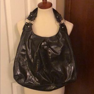 Vintage gray patent leather Coach bag